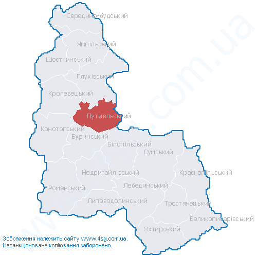 Карта Ямпольского Района Сумской Области